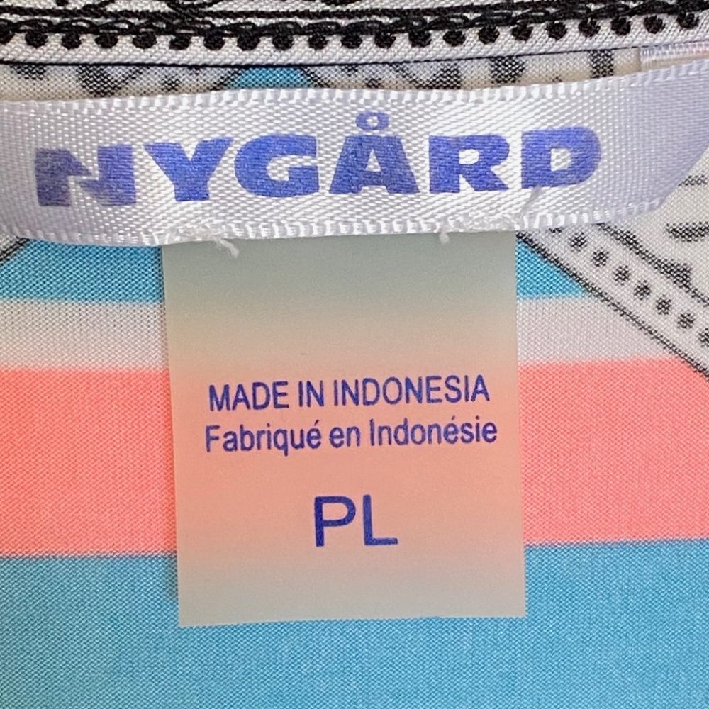 Nygard Tunic with Very Bright Neon Orange, Turquoise and Yellow - Picture 7 of 8